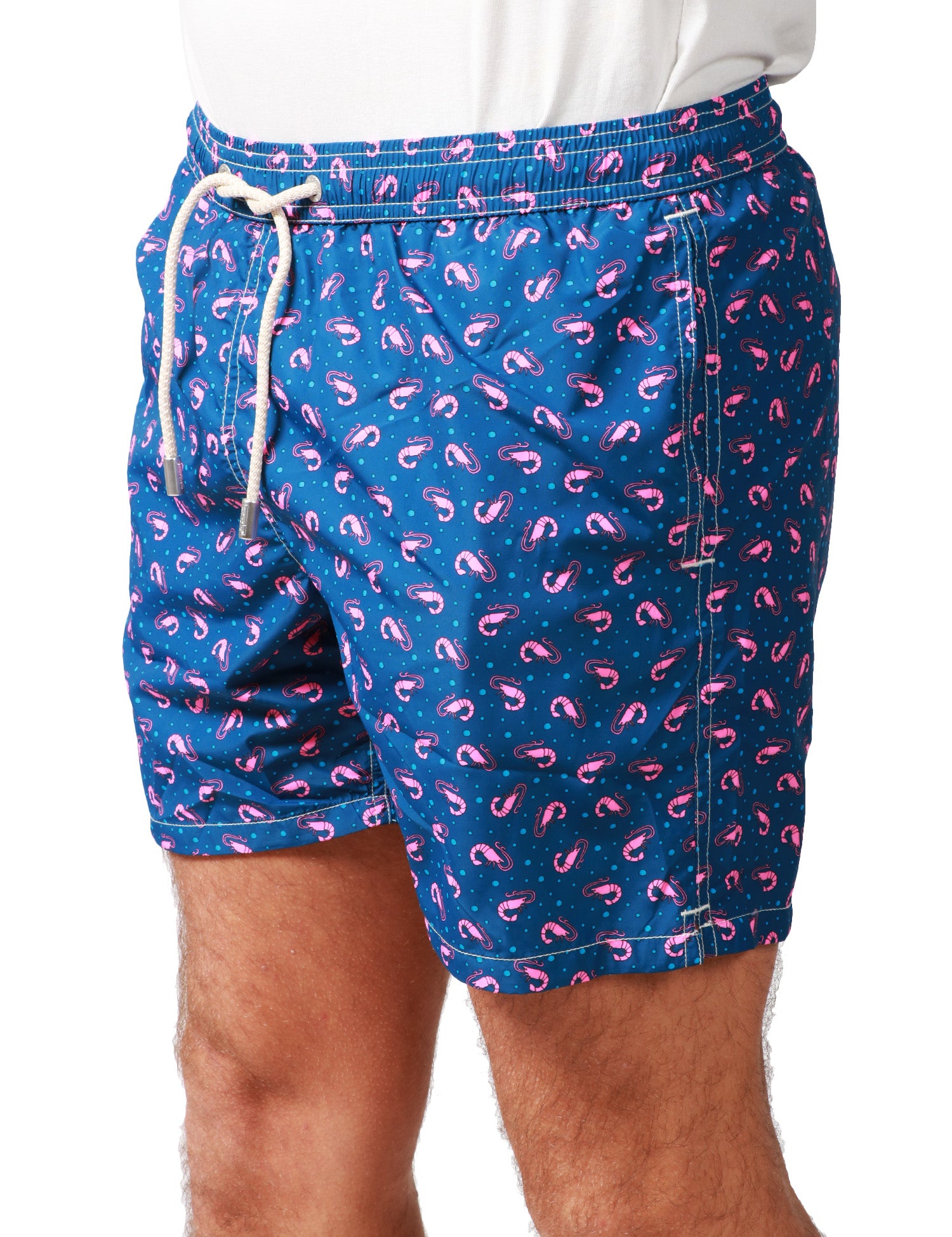COSTUME MARE UOMO MC 2 SAINT BARTH BLU CON STAMPA GAMBERETTI IN TESSUTO LEGGERO