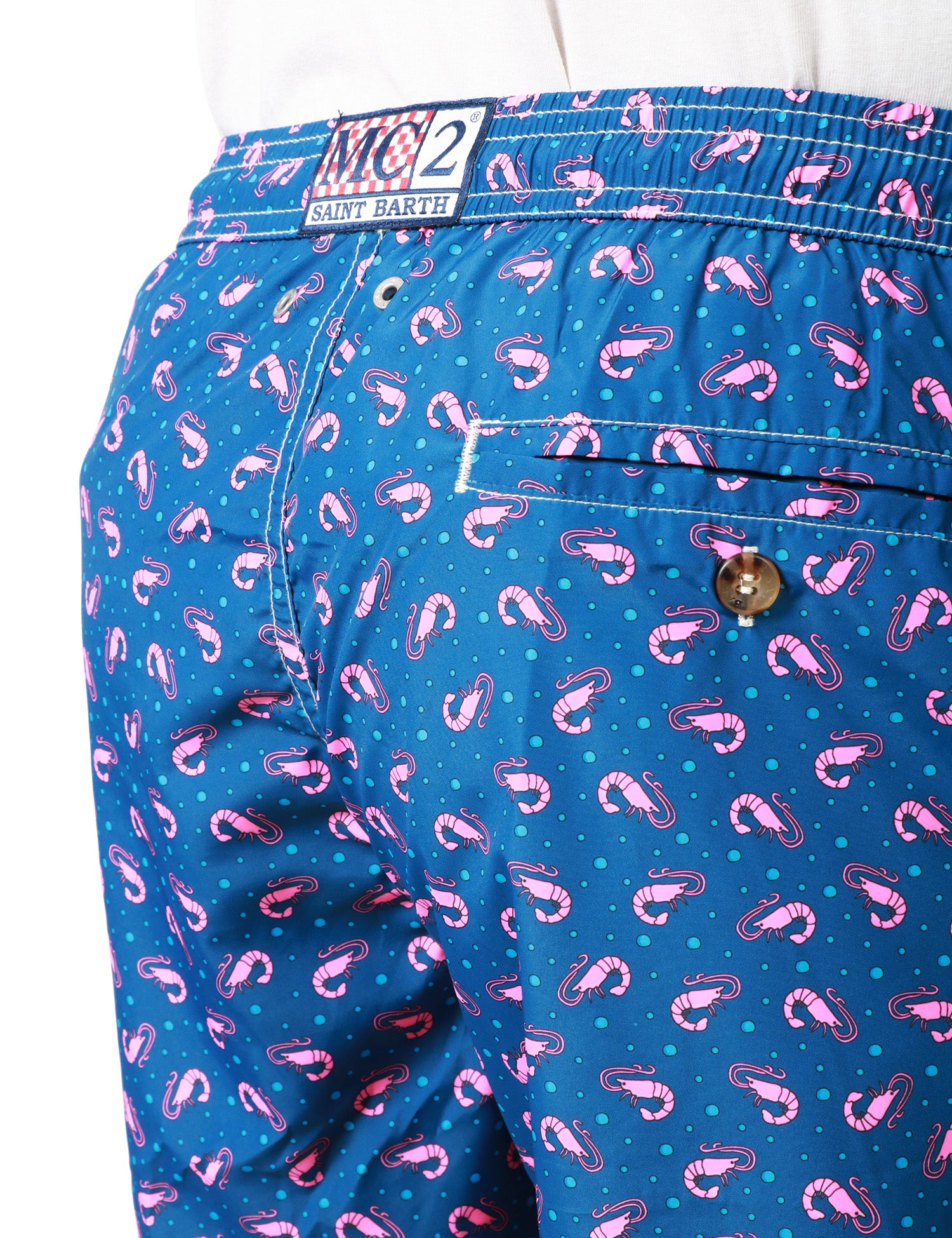 COSTUME MARE UOMO MC 2 SAINT BARTH BLU CON STAMPA GAMBERETTI IN TESSUTO LEGGERO