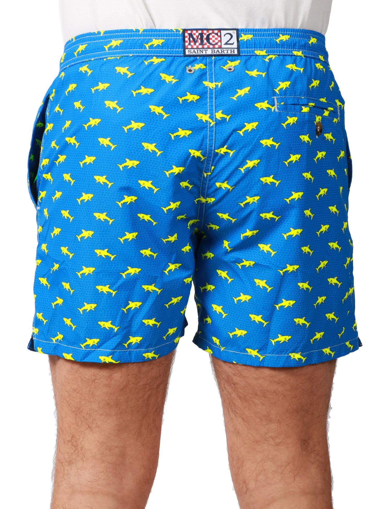 COSTUME MARE UOMO MC 2 SAINT BARTH BLUETTE CON STAMPA SQUALI IN TESSUTO LEGGERO
