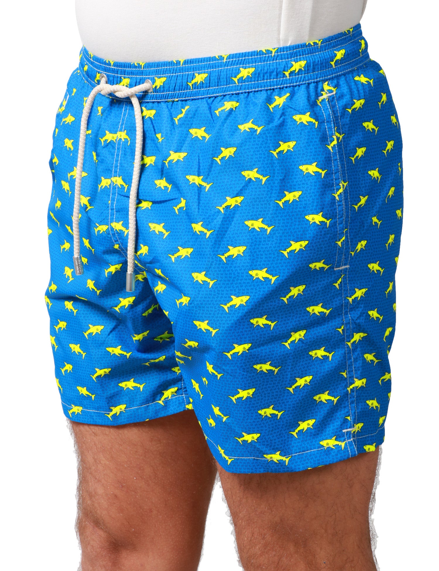COSTUME MARE UOMO MC 2 SAINT BARTH BLUETTE CON STAMPA SQUALI IN TESSUTO LEGGERO