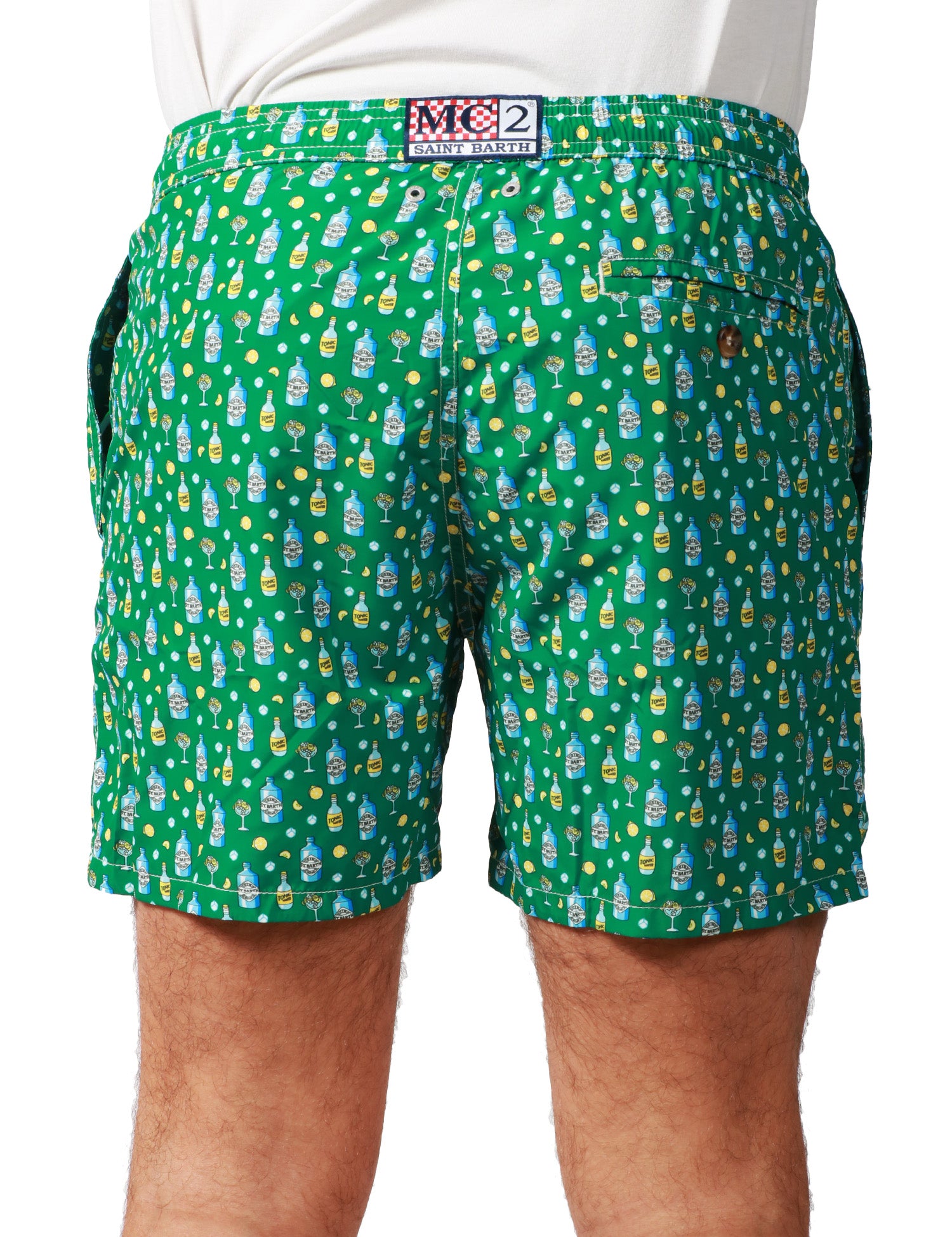 COSTUME MARE UOMO MC 2 SAINT BARTH VERDE CON STAMPA TONIC WATER IN TESSUTO LEGGERO
