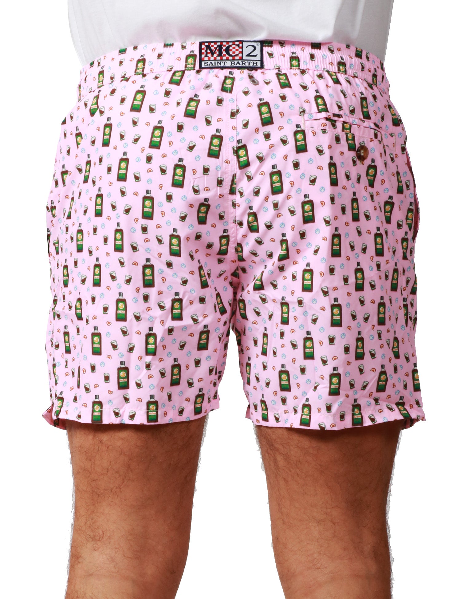 COSTUME MARE UOMO MC2 SAINT BARTH ROSA IN TESSUTO LEGGERO CON STAMPA SAINT DRINK