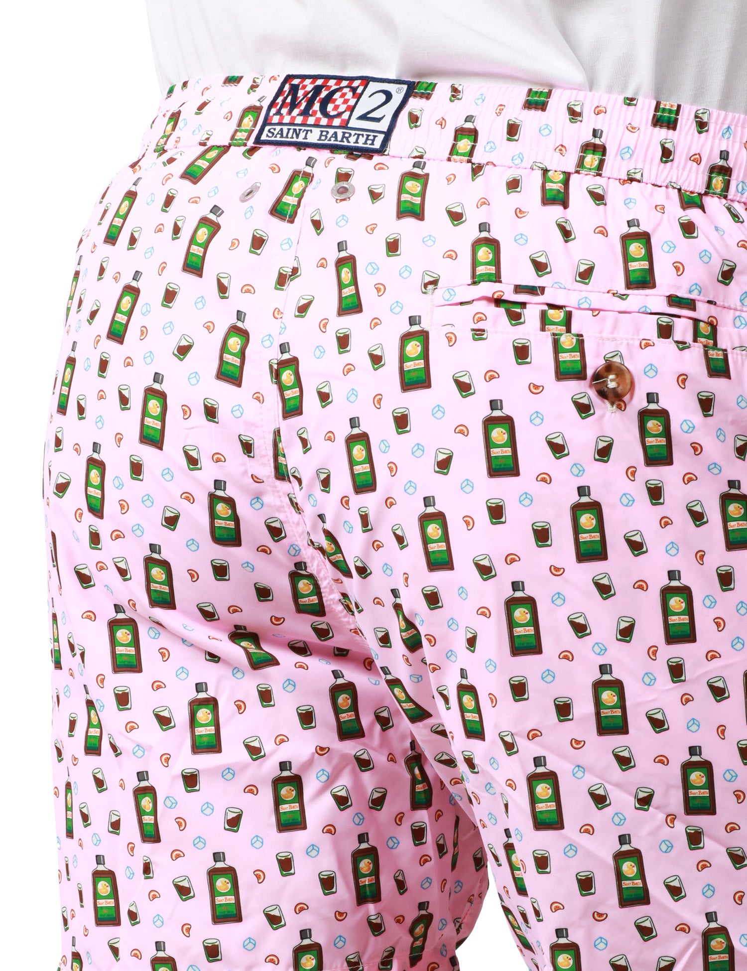 COSTUME MARE UOMO MC2 SAINT BARTH ROSA IN TESSUTO LEGGERO CON STAMPA SAINT DRINK