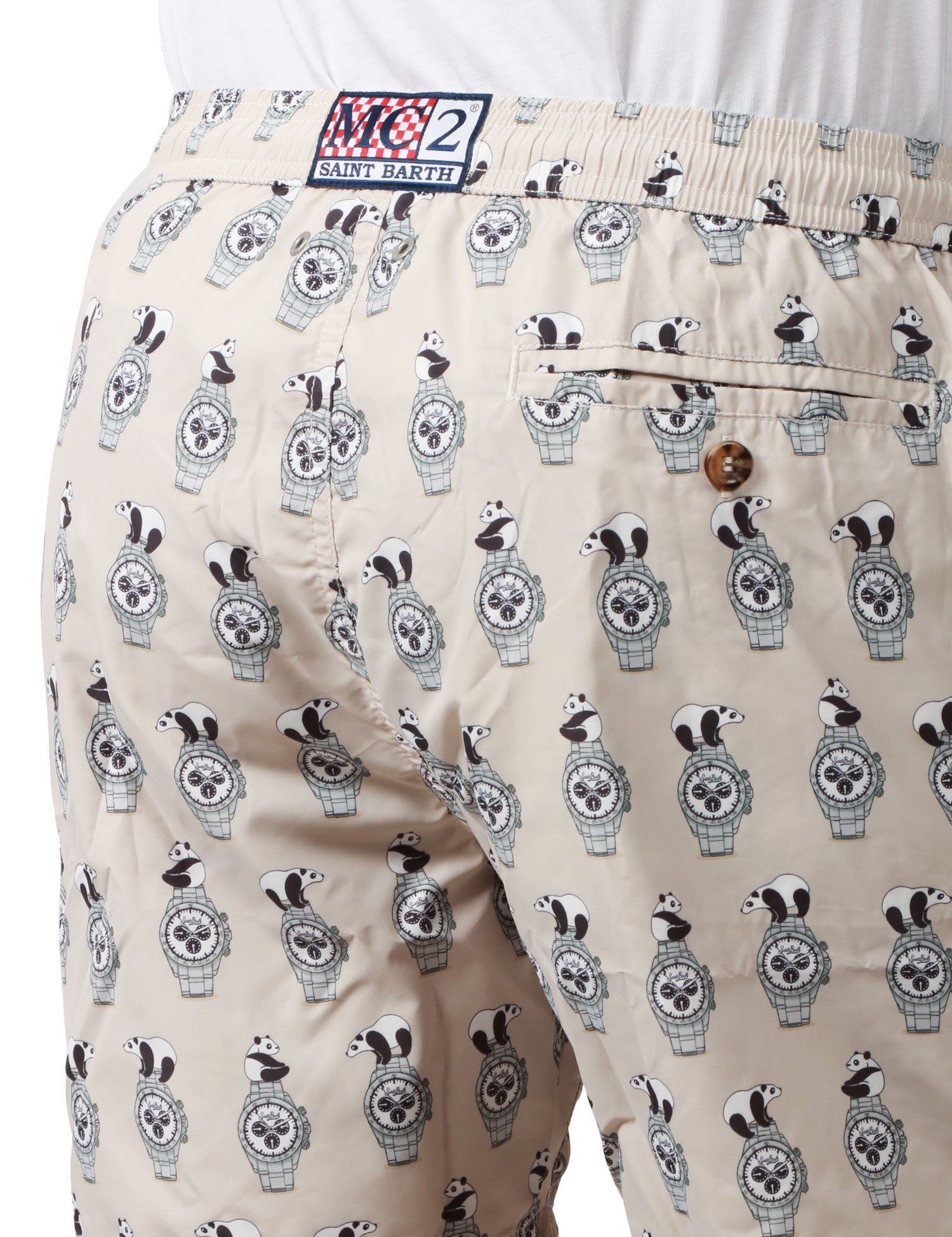 COSTUME MAREUOMO MC2 SAINT BARTH BEIGE IN TESSUTO LEGGERO CON STAMPA PANDA WATCH