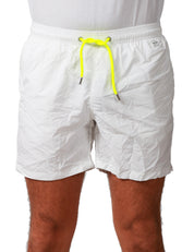 COSTUME MARE UOMO MC 2 SAINT BARTH PANTONE BIANCO IN TESSUTO LEGGERO CON CORDINO GIALLO