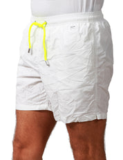 COSTUME MARE UOMO MC 2 SAINT BARTH PANTONE BIANCO IN TESSUTO LEGGERO CON CORDINO GIALLO