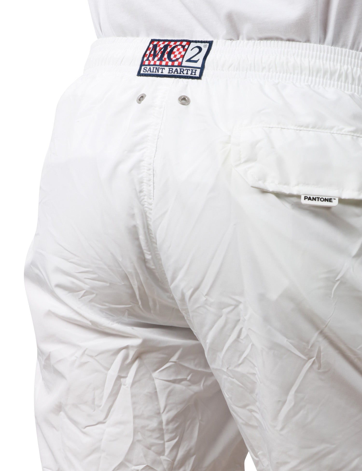COSTUME MARE UOMO MC 2 SAINT BARTH PANTONE BIANCO IN TESSUTO LEGGERO CON CORDINO GIALLO