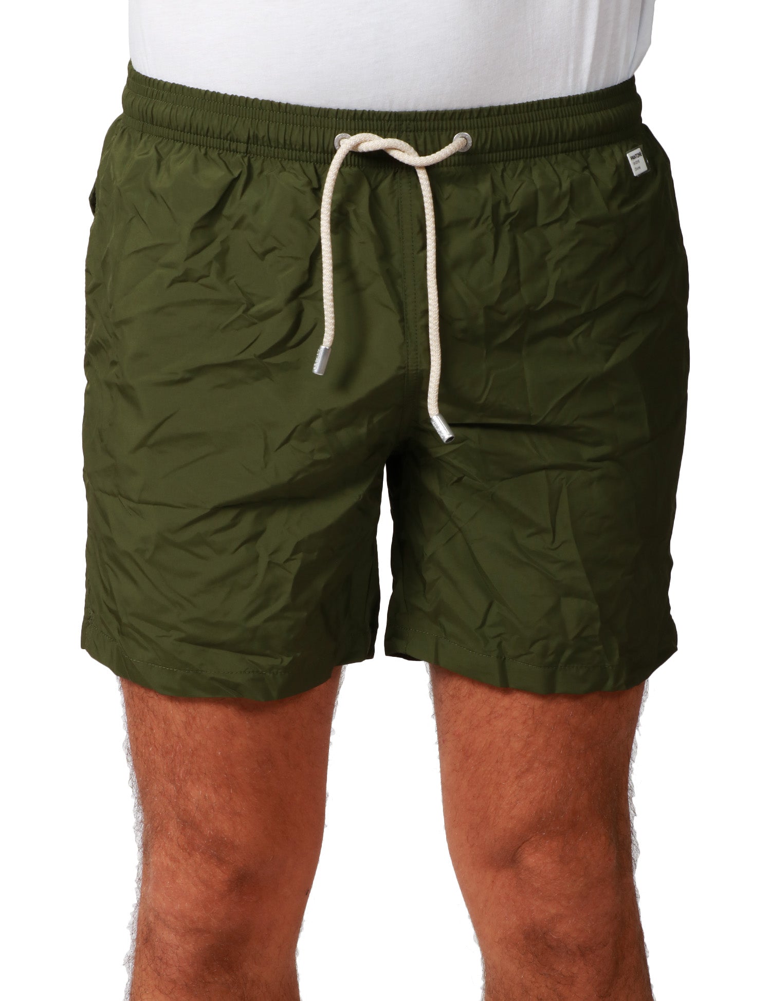 COSTUME MARE UOMO MC 2 SAINT BARTH PANTONE VERDE MILITARE IN TESSUTO LEGGERO CON CORDINO BIANCO