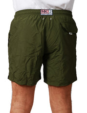 COSTUME MARE UOMO MC 2 SAINT BARTH PANTONE VERDE MILITARE IN TESSUTO LEGGERO CON CORDINO BIANCO