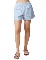 SHORTS DONNA MC2 SAINT BARTH LIGHT BLUE STAMP RIGHE IN POPELINE DI COTONE