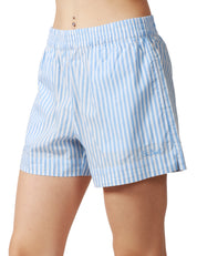SHORTS DONNA MC2 SAINT BARTH LIGHT BLUE STAMP RIGHE IN POPELINE DI COTONE