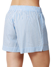 SHORTS DONNA MC2 SAINT BARTH LIGHT BLUE STAMP RIGHE IN POPELINE DI COTONE