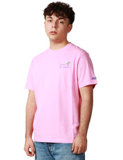 T-SHIRT UOMO MC 2 SAINT BARTH PORTOFINO ROSA CON RICAMO"LAVORO DA REMOTO"