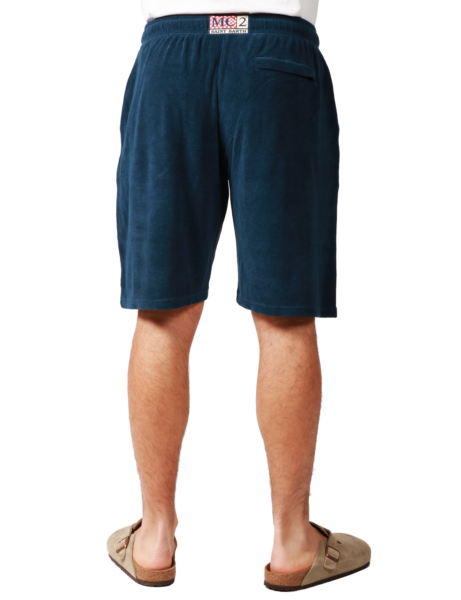 BERMUDA UOMO MC 2 SAINT BARTH RANDLE SPONGE BLU IN SPUGNA CON ELASTICO E COULISSE