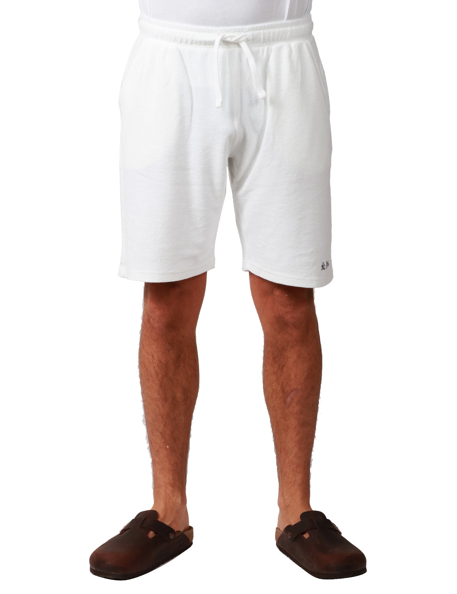 BERMUDA UOMO MC2 SAINT BARTH RANDLE SPONGE BIANCO IN SPUGNA DI COTONE CON RICAMO LOGO
