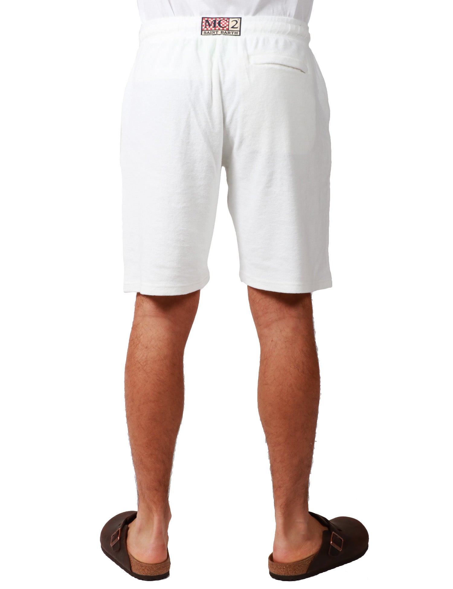BERMUDA UOMO MC2 SAINT BARTH RANDLE SPONGE BIANCO IN SPUGNA DI COTONE CON RICAMO LOGO