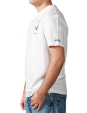 T-SHIRT UOMO MC 2 SAINT BARTH BIANCA CON RICAMO SNOOPY BOMBER E RICAMO LOGO SULLA MANICA