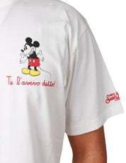 T-SHIRT UOMO MC2 SAINT BARTH BIANCA CON STAMPA TOPOLINO E RICAMO "TE L'AVEVO DETTO"
