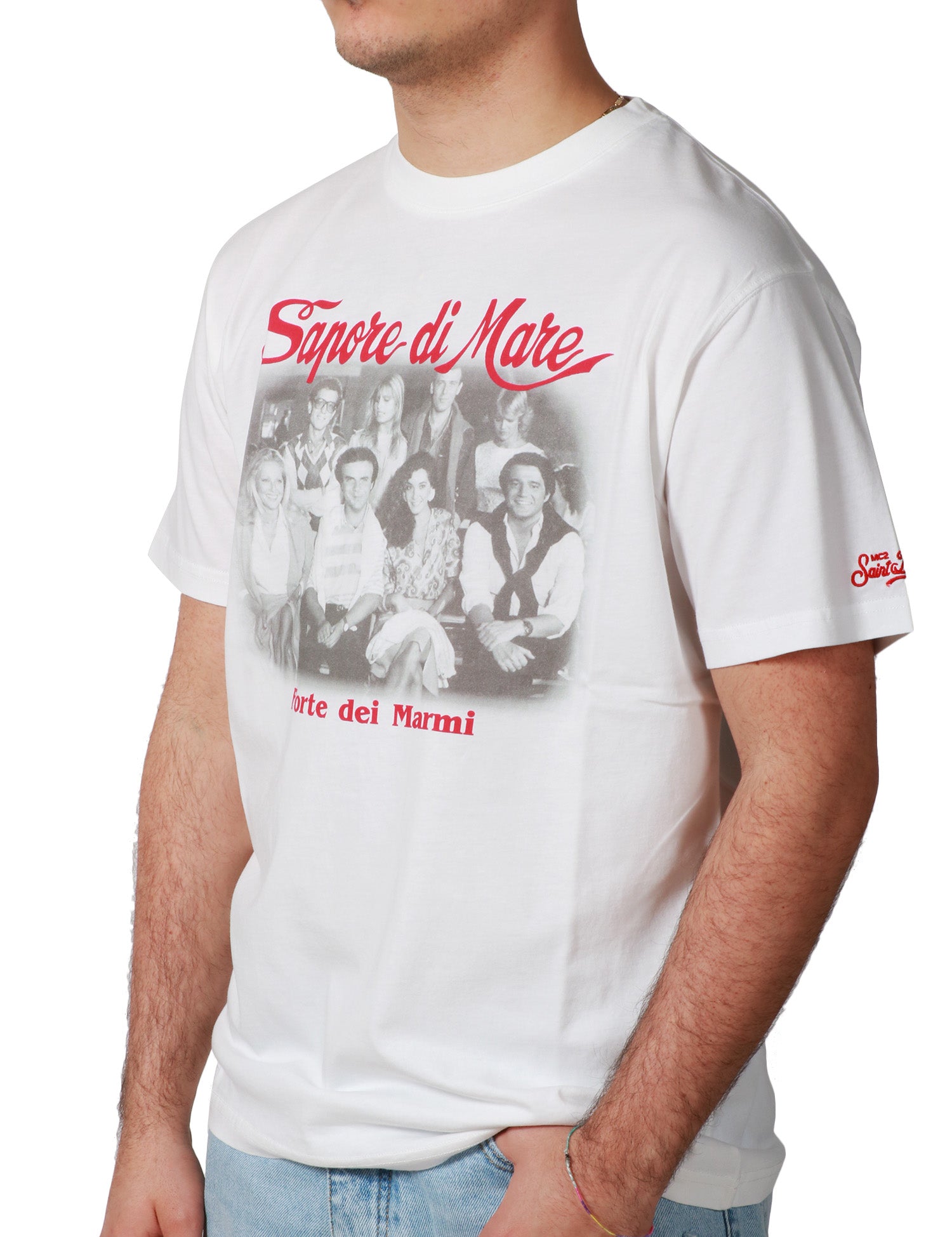 T-SHIRT UOMO MC 2 SAINT BARTH BIANCA CON STAMPA SAPORE DI MARE
