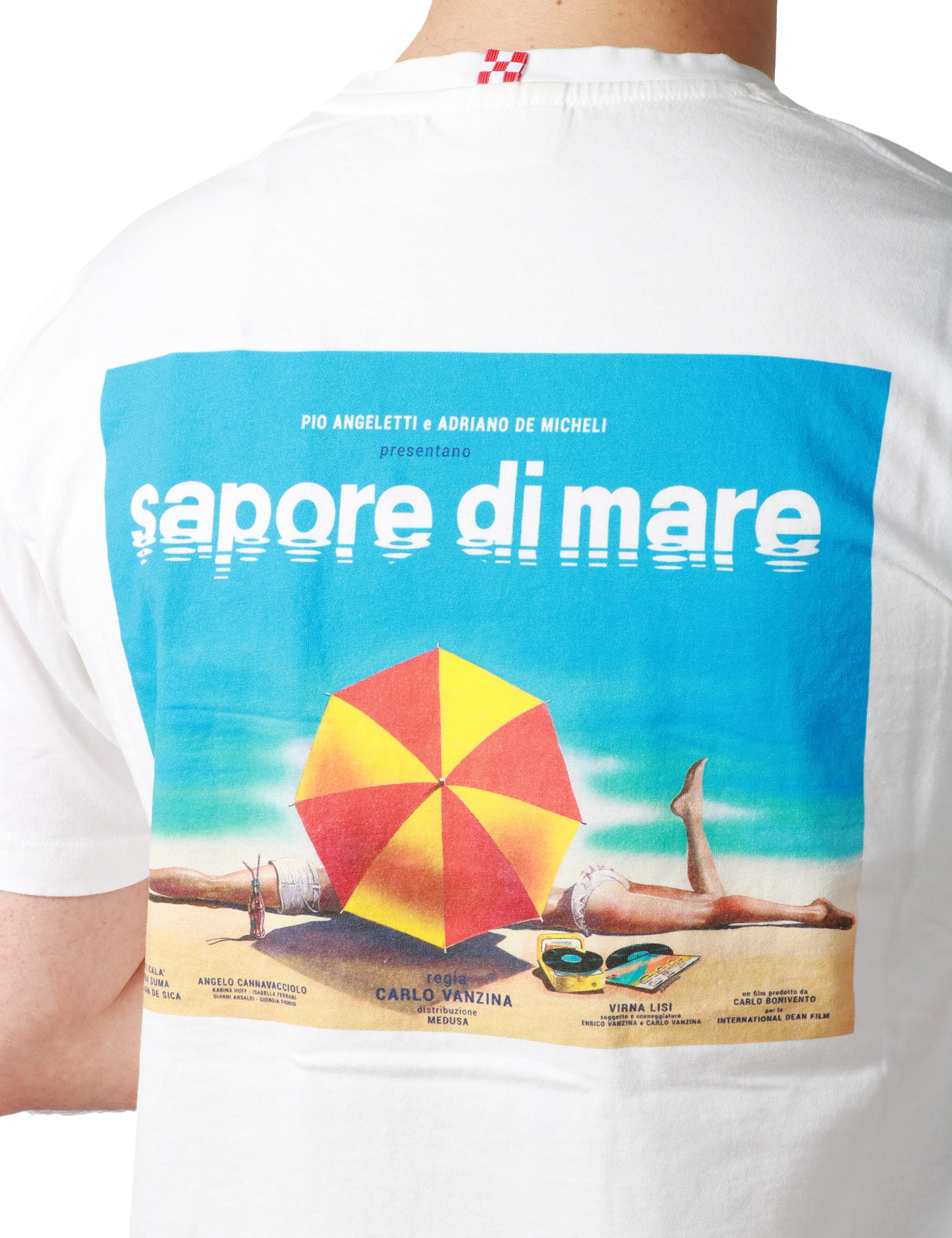 T-SHIRT UOMO MC 2 SAINT BARTH BIANCA CON STAMPA "SAPORE DI MARE" E RICAMO LOGO SULLA MANICA