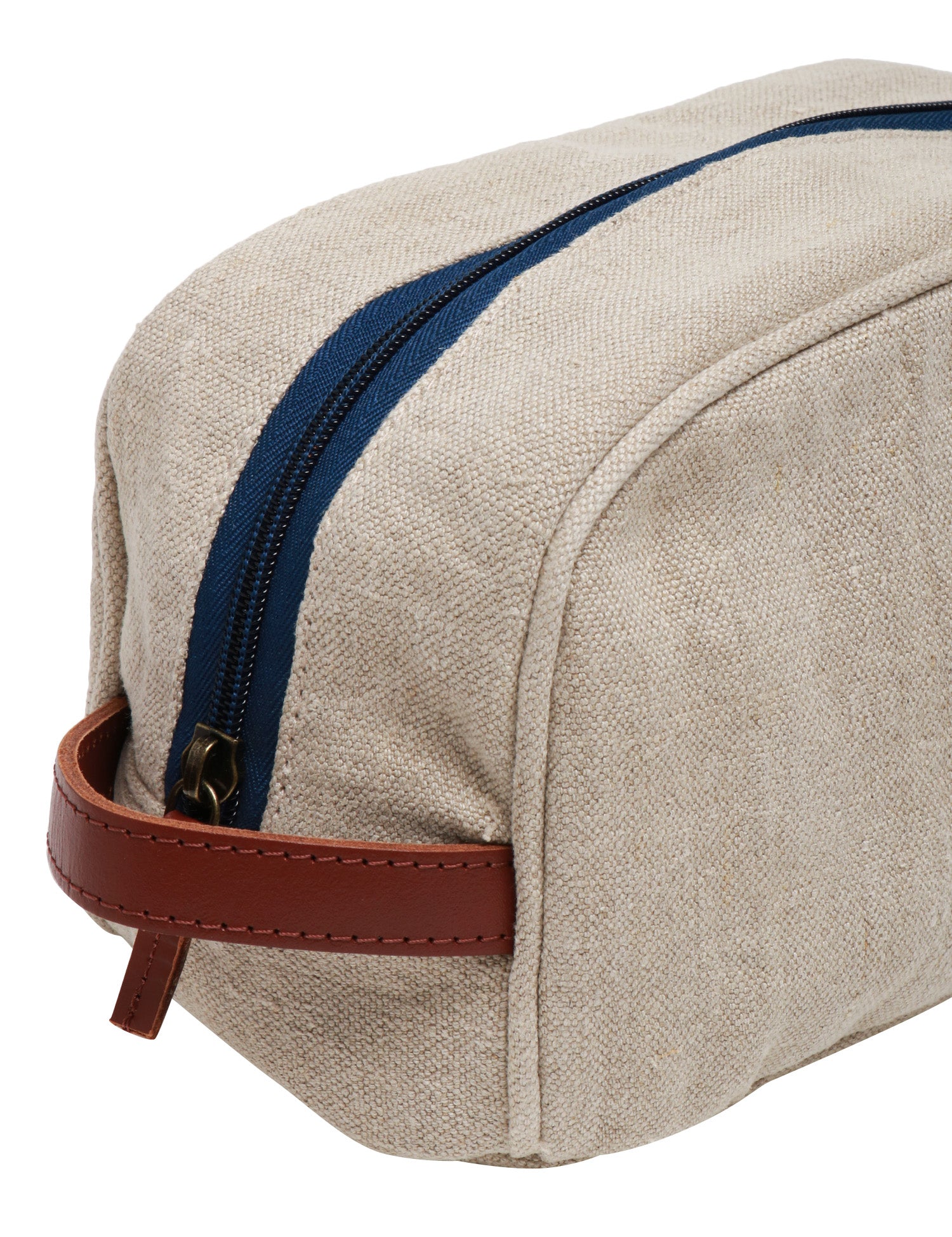 POCHETTE UOMO MC 2 SAINT BARTH BEIGE/BLU IN LINO NATURALE CON RICAMO LOGO E ZIP