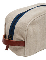 POCHETTE UOMO MC 2 SAINT BARTH BEIGE/BLU IN LINO NATURALE CON RICAMO LOGO E ZIP