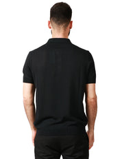 POLO UOMO MILLENOVECENTOCINQUANTA7 NERA A MEZZA MANICA CON 3 BOTTONI 100%COTONE
