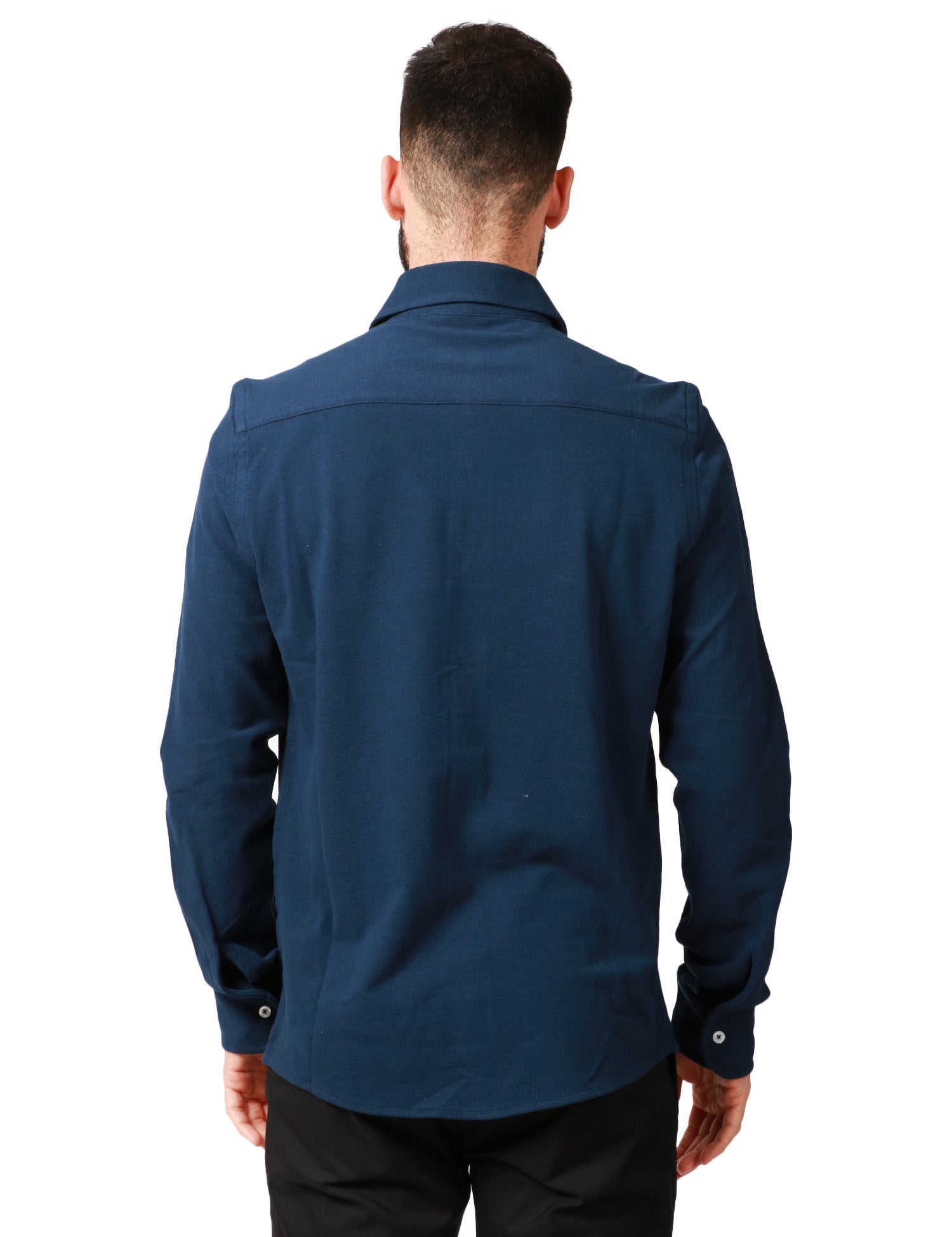 CAMICIA UOMO MILLENOVECENTOCINQUANTA7 BLU A MANICA LUNGA IN MAGLIA