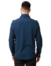 CAMICIA UOMO MILLENOVECENTOCINQUANTA7 BLU A MANICA LUNGA IN MAGLIA