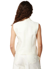 GILET DONNA MVP WARDROBE FLORA LATTE DOPPIOPETTO OVER CON SEI BOTTONI RIVESTITI