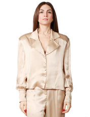 CAMICIA DONNA MVP WARDROBE HELENA ECRù CON SPALLINE IMBOTTITE E COLLO REVER