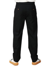 PANTALONE UOMO MYTHS NERO IN COTONE CON PINCES A GAMBA DRITTA