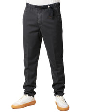 PANTALONE UOMO MYTHS NERO IN COTONE CON VITA TEGOLABILE E GAMBA DRITTA