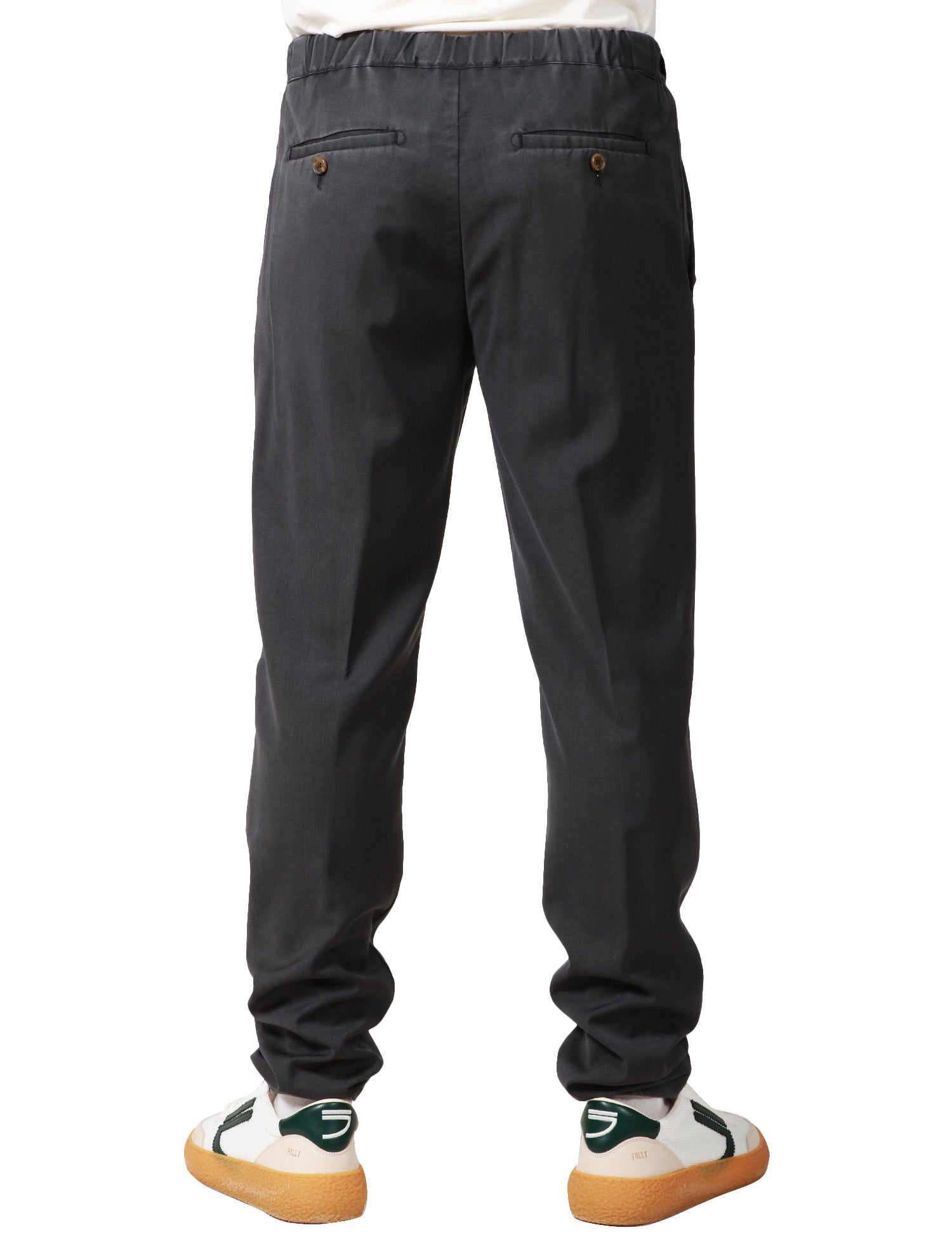 PANTALONE UOMO MYTHS NERO IN COTONE CON VITA TEGOLABILE E GAMBA DRITTA