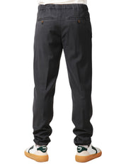 PANTALONE UOMO MYTHS NERO IN COTONE CON VITA TEGOLABILE E GAMBA DRITTA