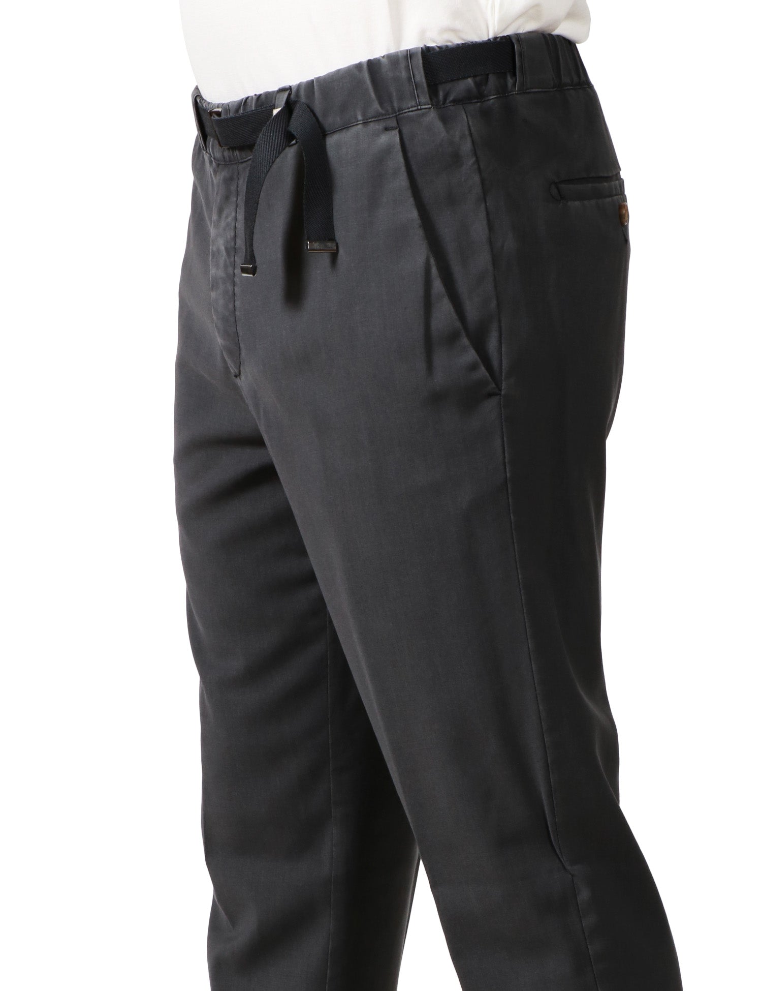 PANTALONE UOMO MYTHS NERO IN COTONE CON VITA TEGOLABILE E GAMBA DRITTA