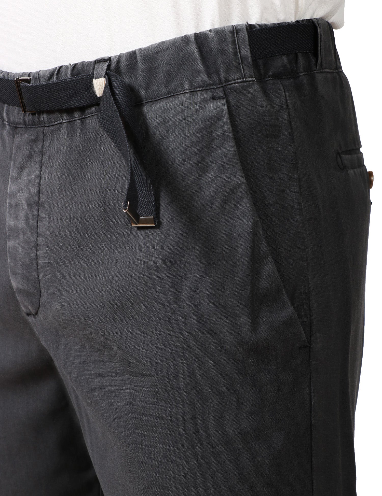 PANTALONE UOMO MYTHS NERO IN COTONE CON VITA TEGOLABILE E GAMBA DRITTA