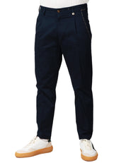 PANTALONE UOMO MYTHS BLU SCURO IN COTONE A GAMBA DRITTA CON PINCES