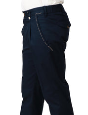 PANTALONE UOMO MYTHS BLU SCURO IN COTONE A GAMBA DRITTA CON PINCES