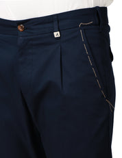 PANTALONE UOMO MYTHS BLU SCURO IN COTONE A GAMBA DRITTA CON PINCES