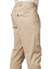 PANTALONE UOMO MYTHS BEIGE IN COTONE A GAMBA DRITTA CON PINCES