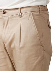 PANTALONE UOMO MYTHS BEIGE IN COTONE A GAMBA DRITTA CON PINCES