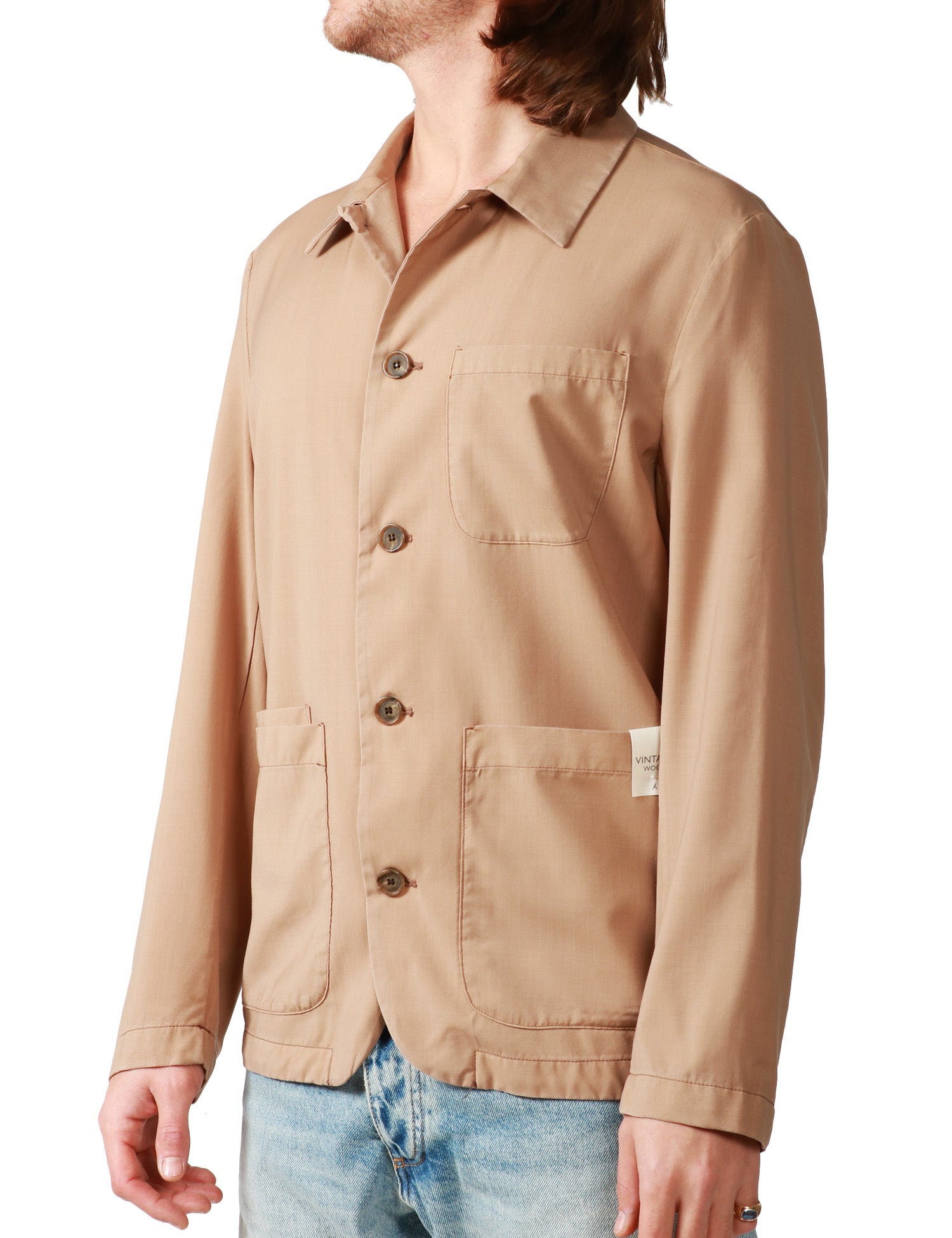 OVER SHIRT UOMO MYTHS BEIGE CON TASCHE APPLICATE DAVANTI E BOTTONI IN TONO