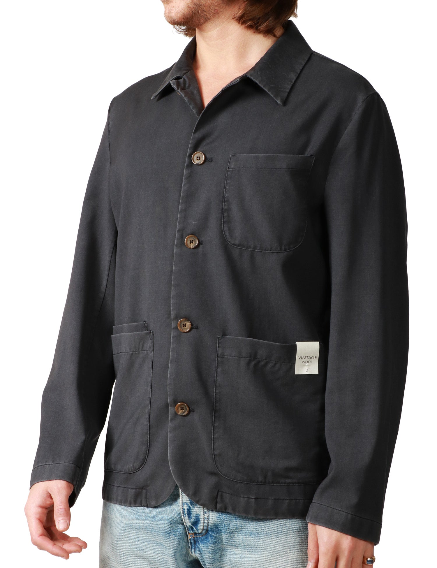 OVER SHIRT UOMO MYTHS NERA CON TASCHE APPLICATE DAVANTI E BOTTONI IN TONO