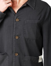 OVER SHIRT UOMO MYTHS NERA CON TASCHE APPLICATE DAVANTI E BOTTONI IN TONO
