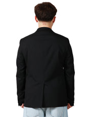 GIACCA UOMO OFFICINA 36 NERA MONOPETTO CON TASCHE A FILETTO FRONTALI
