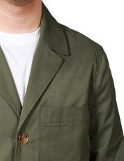 GIACCA UOMO OFFICINA 36 VERDE MILITARE IN COTONE CON BOTTONI E TASCA A TOPPA SUL DAVANTI