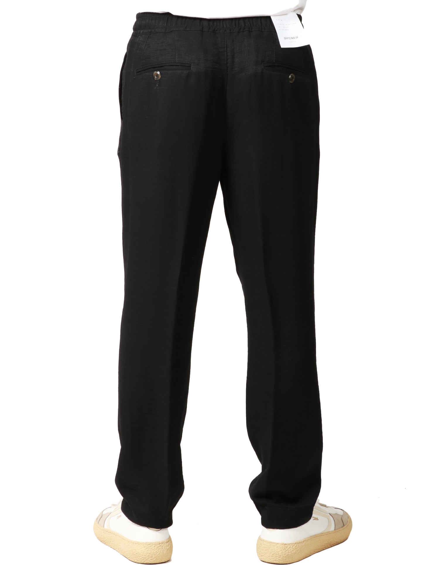 PANTALONE UOMO OFFICINA 36 NERO CON COULISSE A GAMBA DRITTA E MORBIDA