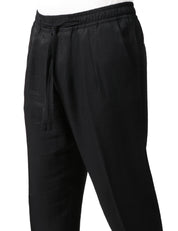 PANTALONE UOMO OFFICINA 36 NERO CON COULISSE A GAMBA DRITTA E MORBIDA