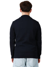 GIACCA UOMO OFFICINA 36 BLU IN MAGLIA MONOPETTO CON TASCHE PIATTE APPLICATE DAVANTI